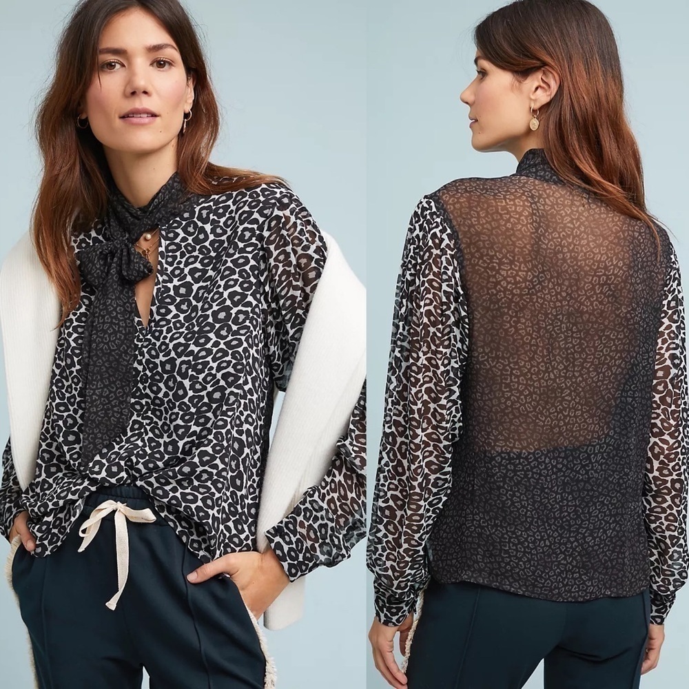 Anthropologie Marion Leopard Blouse